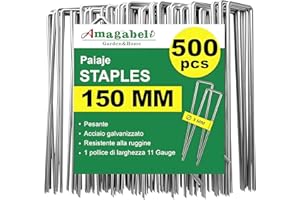 AMAGABELI GARDEN & HOME Amagabeli Garden Home 500 Grapas de Sujeción Galvanizadas para Jardín Ø 3mm - 150 MM - Forma de U para el Jardín Elaboradas de Acero Carbonizado y Fijación de la Tela Anti Malezas