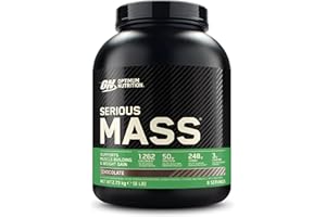 Optimum Nutrition Serious Mass Proteína en Polvo Alta en Calorías, Ganador de Masa Muscular con 25 Vitaminas y Minerales, Monohidrato de Creatina y Glutamina, Sabor Chocolate, 8 Dosis, 2,73 kg