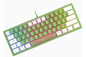 ZIYOU LANG K61 60% klawiatura do gier, kompaktowa, RGB, chromowana podświetlana STK61, przewodowa, mechaniczna klawiatura membranowa, układ brytyjski Pro Mini, 62 klawisze, wodoodporna, do PS4, XBOX, PC, laptopa, Mac, zielona + biała