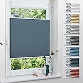 Grandekor Verdunklungsplissee Wabenplissee ohne Bohren Weiß-Blau 40x130cm (BxH) Klemmfix Plissee ohne Bohren Verdunkelung The