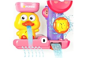 KMMIFF Toddler Bath Toys for 1 2 Year Old: Cute Duck Pink Toys for 1-3 Year Old Girls Gifts - Kids Bath Toy for Girl Age 2-4 - Baby Bath Toys for 18+ Months