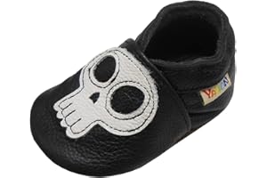 YALION Baby Weiches Leder Lauflernschuhe Kleinkinder Krabbelschuhe Hausschuhe Lederpuschen Babyschuhen mit Wildledersohlen Mehrfarbig