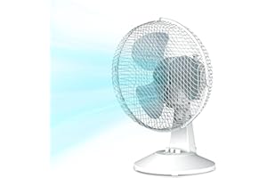 COMFEE' CFT23PW00A2 23CM Ventilatore da Tavalo, 25W Silenzioso Ventilatore Con 3 Pale, 2 Livelli di Velocità, Oscillazione 90°, Efficiente e adatto per casa e ufficio, Bianco