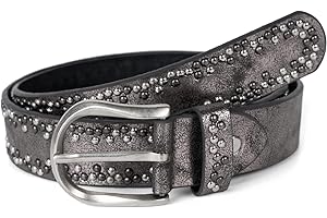 styleBREAKER Nietengürtel mit mehrfarbigen kleinen Nieten, Gürtel Kunstleder Einfarbig, kürzbar, Hüftgürtel Unisex 03010071