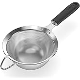 U-Taste Medium Fine Mesh Sieve: 18/8 Stainless Steel 12cm Kitchen Sieve and Strainer with Riveted Sturdy Silicone Handle, Gre