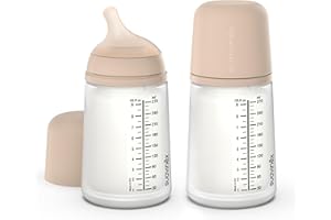 Suavinex, Zestaw 2 butelek antykolicowych o zerowym przepływie 270 ml i smoczek o średnim przepływie (M) silikonowy, + 3 miesiące, mleko matki w formule i płynach o średniej gęstości, kompatybilny z
