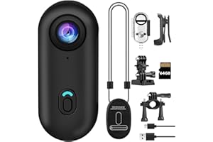 bayehngs 1080P Thumb Action Camera,Portable Small Body Camera, Hands-Free POV Recording Body Cam for Cycling, Motorcycle,Travel, Outdoor Adventures (64GB Standard Bundle)