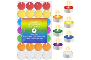 HARNYLOOM Juego de 28 Mini Velas Coloridas de té Duración De 4 Horas Combustión Multicolor para Decoración Hogar de Festivales Bodas Fiestas Exteriores