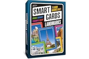 100 PICS SMART CARDS Landmarks, Geography Gift, Stocking Filler, Travel Game, 7 games in 1, Pairs, Snap, Trumps, Rummy, Memory Quiz, Learn Facts, 50 Cards, Age 5+, 1-8 Players