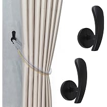 Lot De 2 Embrasses De Rideaux Auto-adhésives INCREWAY - Alliage Zinc Noir - Fixation Murale