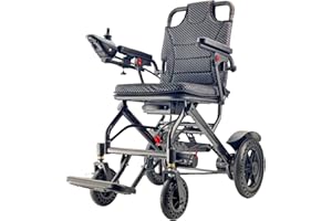 LOKTCH Lightweight Electric Wheelchair, Only 16.3 kg, Foldable Electric Wheelchair for Adults, Dual Motors, Intelligent Folding, Motorized Mobility Scooter for Seniors, Any Terrain, Travel Size (Black)