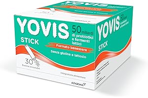 Yovis Stick, Probiotici per il Benessere Intestinale, 50 Miliardi di Fermenti Lattici Vivi, Senza Glutilne e Lattosio, 30 Bustine Orosolubili