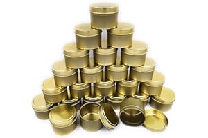 NRANSON Bougie Bocaux pour la Fabrication De Bougies, 24 Pack Métal Bougie Boîtes Avec Couvercles, DIY Bougie Conteneurs pour la Fabrication De Bougies, Arts et Artisanat, De Stockage et Plus (Gold,5OZ)