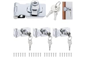 Knpwer 4 Pcs Cadenas Moraillon de Verrouillage,Moraillon de Verrouillage en Métal,2.5 Inch Serrure à Moraillon en Alliage de Zinc pour Casiers Tiroirs Armoires Boîtes