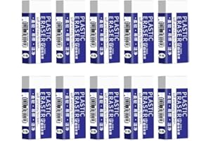 BAVALIN 10 Pcs White Plastic Rubber Erasers - Soft 2B, Rectangular, Non-Toxic, Portable Design, Ideal for Students, Painters, Kids