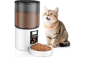 VIYSPNV Futterautomat Katze 4 L, Katzenfutter Automat mit Timer 1-6 Mahlzeiten/Tag, Automatischer Futterspender für Katzen & Hunde, Pet Feeder Cat mit Sprachaufnahme 10 Sekunden für kleine/mittlere Haustiere