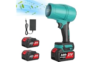 VOTHEN Soffiatore di foglie senza fili, 21 V, 130 Km/h, mini soffiatore a foglie, con turbocompressore, 2 batterie 3000 mAh, per soffiare la neve, spolverare e manutenzione u giardino