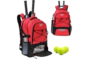 WOLT Tennis Bag Large Tennis Racket Backpack for Women Men, Holds 2 Racquets with Shoe Compartment Fits Badminton Pickleball Squash Racket