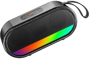 DYURWA Cassa Bluetooth Portatile Potente, Altoparlante Bluetooth 5.3 con Sonori Stereo HiFi Bassi, IPX6 Speaker Bluetooth con Luce LED, 10H di Autonomia, Chiamata Senza Mani per Casa, Esterno, Viaggi, Nero