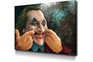 Foto Canvas Cuadro Joker Batman - El Guasón | Lienzos de Arte Moderno - Decoración Pared - Cuadros de Salón | 60 x 45 cm sobre Bastidor de Madera Grueso Listos para Colgar