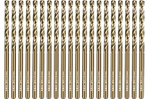 SALI Cobalt Drill Bit Set 20Pcs 3mm M35 High Speed Steel Jobber Drill Bit Kit (HSS) Twist Drill Bits for Hardened Metal, Stainless Steel, Cast Iron, Wood and Plastic, with Index Storage Case