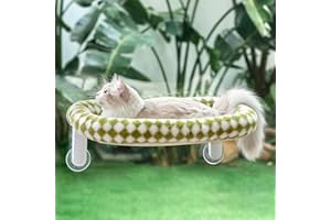 GUUSII HOME Cat Window Bed Perch Foldable Suction Cup Window Sill Hammock for Indoor Large Cats Windowsill Hanging Kitten Seat Shelf with Soft Plush Cushion Machine Washable 54 * 30cm (Green, M)