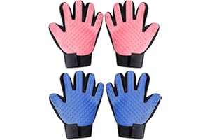 AIRFUL 2 pares de guantes para el cuidado del pelo para gatos, de doble cara, cepillo para mascotas, guantes de mano derecha, para el cuidado del pelo corto y el pelo largo, color azul claro