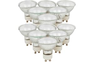 GENERIC GU10 Pack of 12 Bulbs Homebase Halogen Spotlight - Dimmable Warm White 40W=50W 2800k/300Lm/240v/30°