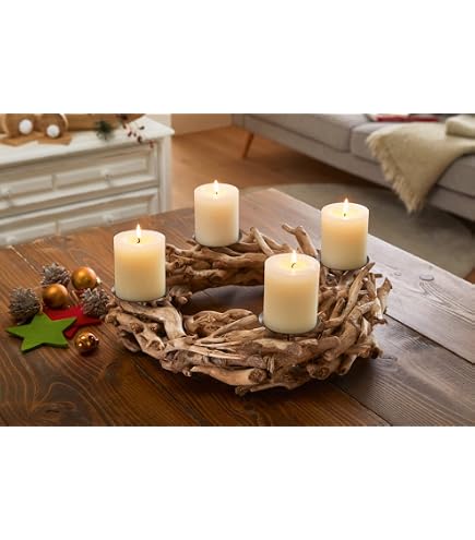 Couronne De L'Avent En Métal Noir 29 Cm - Bougeoir Moderne Avec 4 Supports Pour Bougies