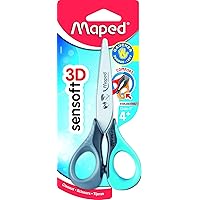 Maped - Linkshänder-Schere SENSOFT, 13 cm, flexible und ergonomische Griffe, abgerundete Spitze - blau-pink, blau-grau…