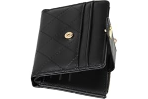 WEILIAN PU Leather Purses for Women Small Double Fold Women Wallets with Zippered Doka Ladies Wallet That Can Hold Cash Coins Cards and Banknotes Black