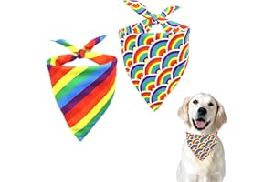 RDWESZOD Lot de 2 bandanes pour chien, foulards arc-en-ciel Bibs pour animaux de petite taille (L)