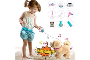 KOONIE Hund mit Leine Der Läuft und Bellt, 11 Stück Interaktives Spielzeug Kinder Elektronische Haustiere Plüschtiere, Elektrischer Stofftier mit Funktion Geschenke für 2 3 4 Jahre Alte Mädchen Jungen