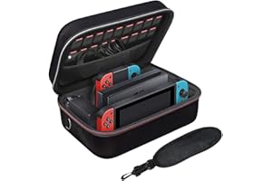 AOPUTTRIVER Custodia Nintendo Switch Custodia di Trasporto per Nintendo Switch Case da Viaggio Rigido Compatibile con Nintendo Switch Console & Joycon & Accessorio con Fodera Morbida e Tracolla，Nero