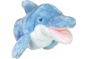 EcoBuddiez Hand Puppet - Dauphin de Deluxebase. Marionnettes à Main en Peluche pour Enfants. Marionnettes animales écologiques pour Les Jeux d'éveil et Les Cadeaux d'enfants.