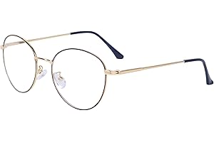 JoXiGo Computerbrille Anti-Blaulicht Ohne Stärke Anti-Müdigkeit UV-Schutz Retro Rund Metallgestell Brillenfassung mit Brillenetuis