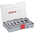 Bosch Professional 6 pcs. Straight Router Bit Set (for Wood, Ø 1/4 inch Shank, Accessory Router)