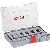 Bosch Professional 6 pcs. Straight Router Bit Set (for Wood, Ø 1/4 inch Shank, Accessory Router)