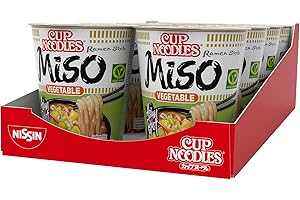 ‎NISSIN Nissin Cup Noodles – Veggie Miso, 8er Pack, Soup Style Instant-Nudeln japanischer Art, mit Miso-Paste und Gemüse, schnell im Becher zubereitet, vegetarisch, asiatisches Essen (8 x 67 g)