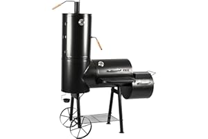 ‎MAYER BARBECUE Mayer Barbecue RAUCHA Smoker MS-300 Pro Holzkohlegrill Räucherofen Smoker Grill, 2 Deckelthermometer, Massiv 49 kg, Schwarz, 139 x 184 x 73,5 cm (B x H x T)