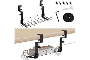 FRETONBA Porta Cavi Scrivani, Vaschetta Portacavi da Tavolo Regolabile, Senza Necessità di Foratura, Cestelli Portacavi in Metallo Rivolti Verso l'interno o Verso l'esterno per la Casa (Struttura)