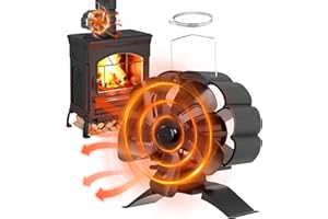 EVOLOO Wood Stove Fan,6 Blades Log Burner Fan Heat Powered Eco Fireplace Fan, Silent Motors,Stove Top Fan for Home Wood Burning/Log Burner/Fireplaces