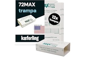 Catchmaster 72MAX Trampa para Ratones | Adhesiva, Sin Veneno | Paquete de 12 Placas para Atrapar Ratones