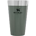 Stanley Adventure Inulsated Stacking Beer Pint Glass, 16oz Stainless Steel Double Wall Rugged Metal Drinking Tumbler (Hammertone Green)