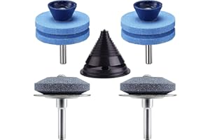 IRmm 4 Pack Lawn Mower Blade Sharpener, Lawnmower Blade Sharpener for Drill with Blade Balancer, Mower Blade Sharpener for Any Power Hand Drill