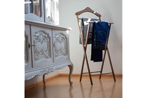 Staboos Herrendiener Kleiderbutler Kleiderständer Stummer Diener aus Holz klappbar und leicht (Nussbaum)