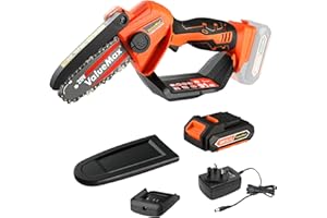 ValueMax Mini pilarka akumulatorowa 20 V z bateriami 2,0 Ah, akumulatorowa elektryczna piła łańcuchowa, maksymalna wydajność cięcia 11 CM, 3000 obr./min do cięcia drewna, przycinania ogrodu