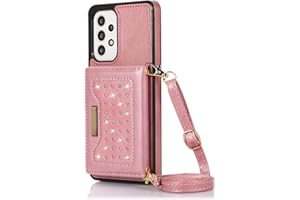 Didan Custodia con Collana per Samsung Galaxy A53 5G,Pelle Slot per Carte Portafoglio Borsa Glitter Cover Tracolla RFID Blocco Cover con Staccabile Cinturino Lungo