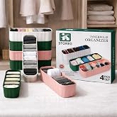 STOREG Drawer Organizer Set of 4 for Underwear, Bras, S...
