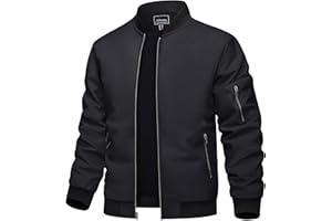 TACVASEN Veste Homme Mi Saison Imperméable Bombers Homme Coupe Vent avec Plusieurs Poches